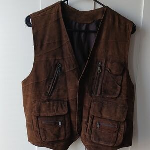 LAST CHANCE! Vintage Brown Suede Utility Vest For Men And Women